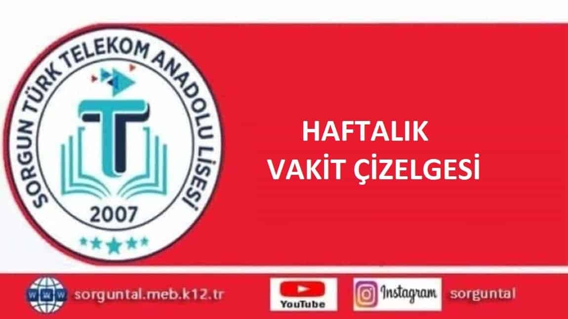 Haftalık Vakit Çizelgesi Yayınlanmıştır