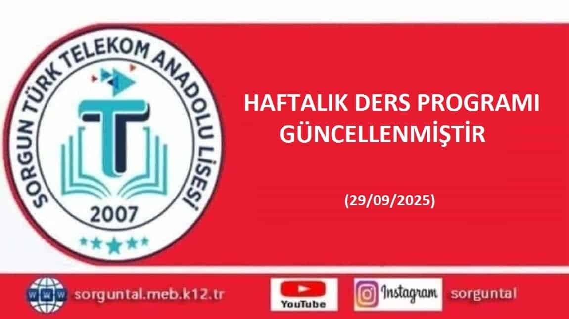 Haftalık Ders Programı Güncellenmiştir